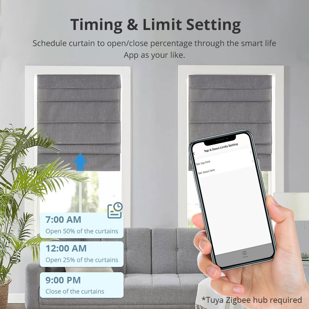 Zemismart Zigbee Rechargeable Roller Shade Motor For 37 38mm Tube works with Tuya Smart Life APP Control Works with Google Assistant