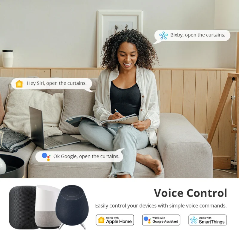 Zemismart Matter over Thread Built-in Battery Blind Motor compatible with 20/28mm Tubes HomeKit Google Home App Siri Control