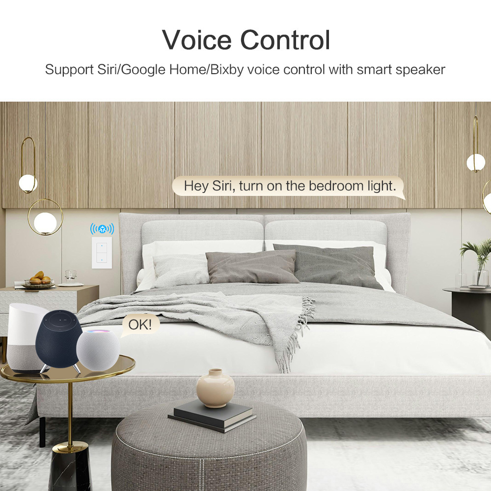 Zemismart Wifi Matter US Standard 3-Way Switch with Frame HomeKit Google Home SmartThings Home Assistant Voice Control