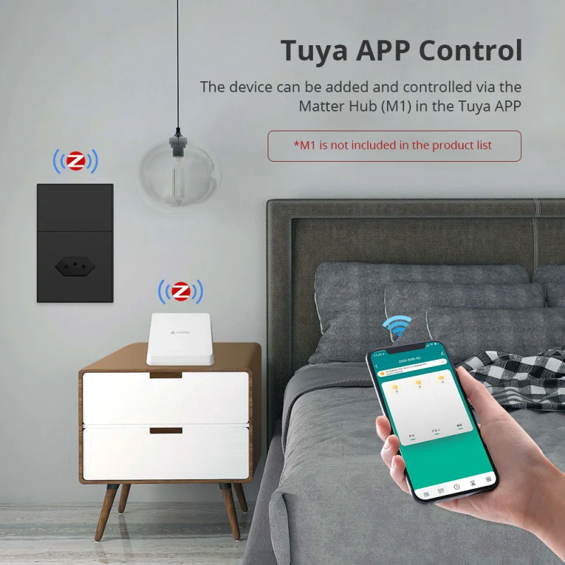 Zemismart Zigbee 2 Gang Light Switch with 10A Brazil Socket Black Color Support Tuya Google Home Smartthings Homekit Control via M1 Hub