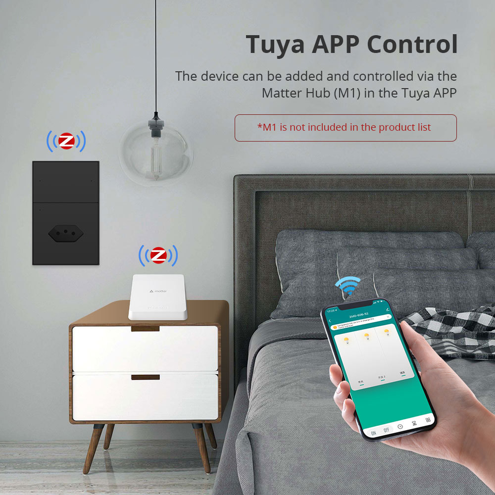 Zemismart Zigbee 2 Gang Light Switch with 10A Brazil Socket Black Color Support Tuya Google Home Smartthings Homekit Control via M1 Hub