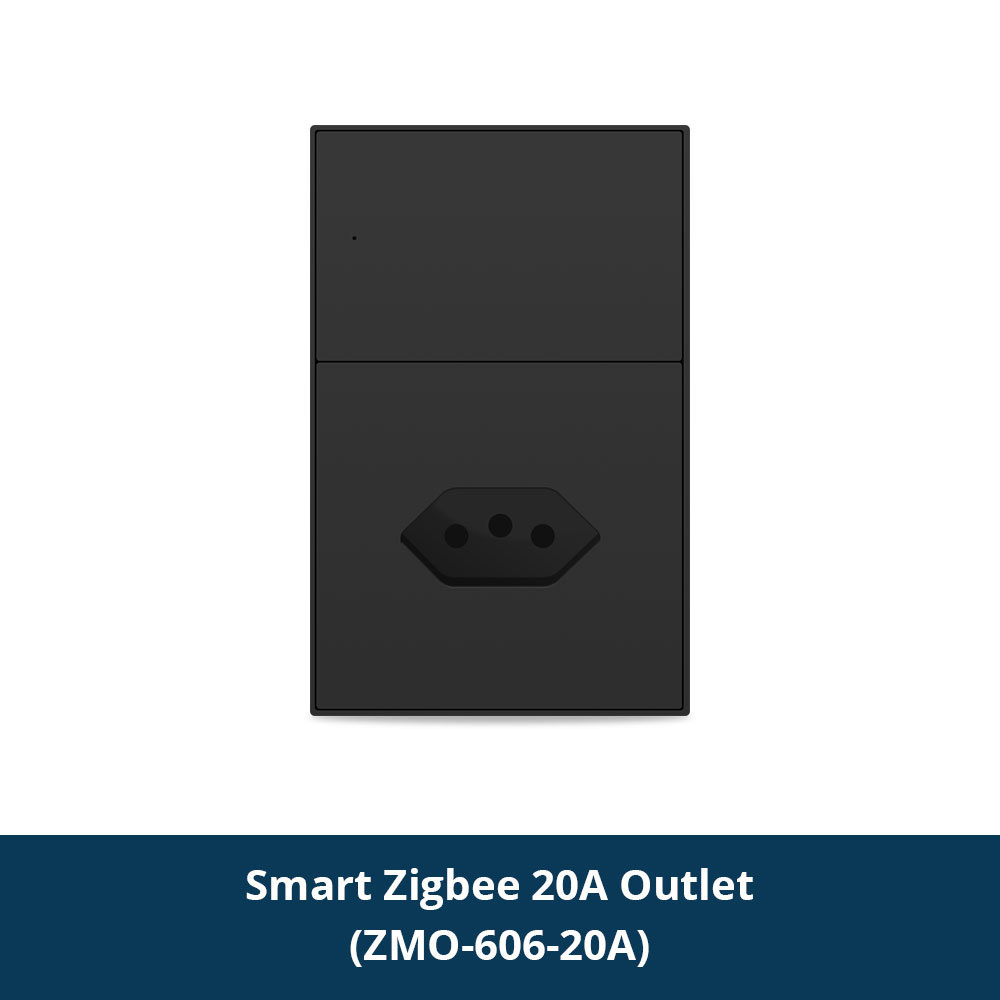Zemismart Zigbee 20A Brazil Socket Smart Brazilian Wall Outlet Black Color Tuya Google Home Smartthings Homekit Control via M1 Matter Hub
