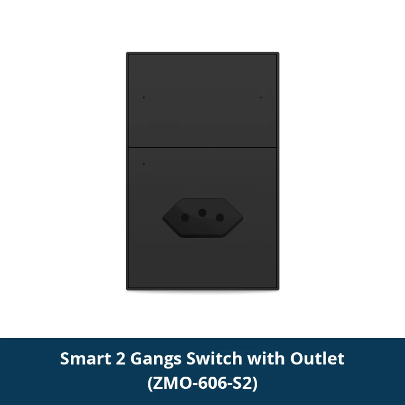 Zemismart Zigbee 2 Gang Light Switch with 10A Brazil Socket Black Color Support Tuya Google Home Smartthings Homekit Control via M1 Hub