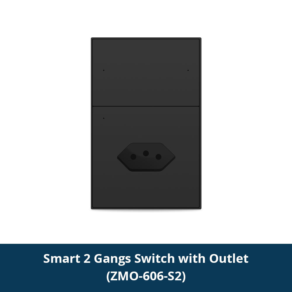 Zemismart Zigbee 2 Gang Light Switch with 10A Brazil Socket Black Color Support Tuya Google Home Smartthings Homekit Control via M1 Hub