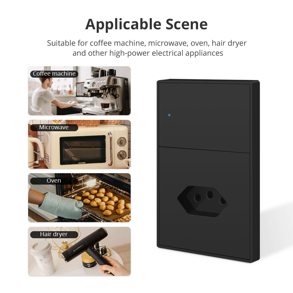 Zemismart Zigbee 20A Brazil Socket Smart Brazilian Wall Outlet Black Color Tuya Google Home Smartthings Homekit Control via M1 Matter Hub