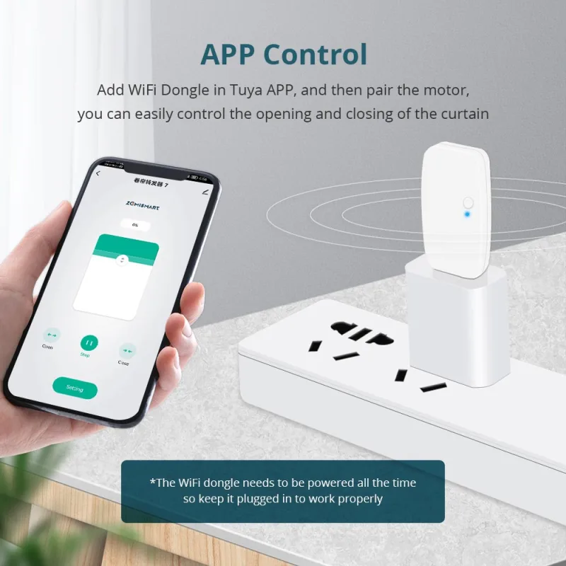 Zemismart RF Electric Roller Shutter Motor Rechargeable for 37mm Tube Work with WiFi Dongle Solar Panel works with Tuya Alexa Google Assistant