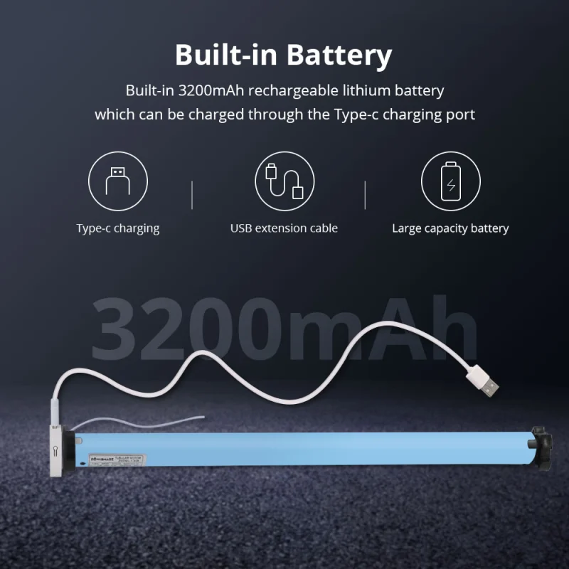 Zemismart RF Electric Roller Shutter Motor Rechargeable for 37mm Tube Work with WiFi Dongle Solar Panel works with Tuya Alexa Google Assistant