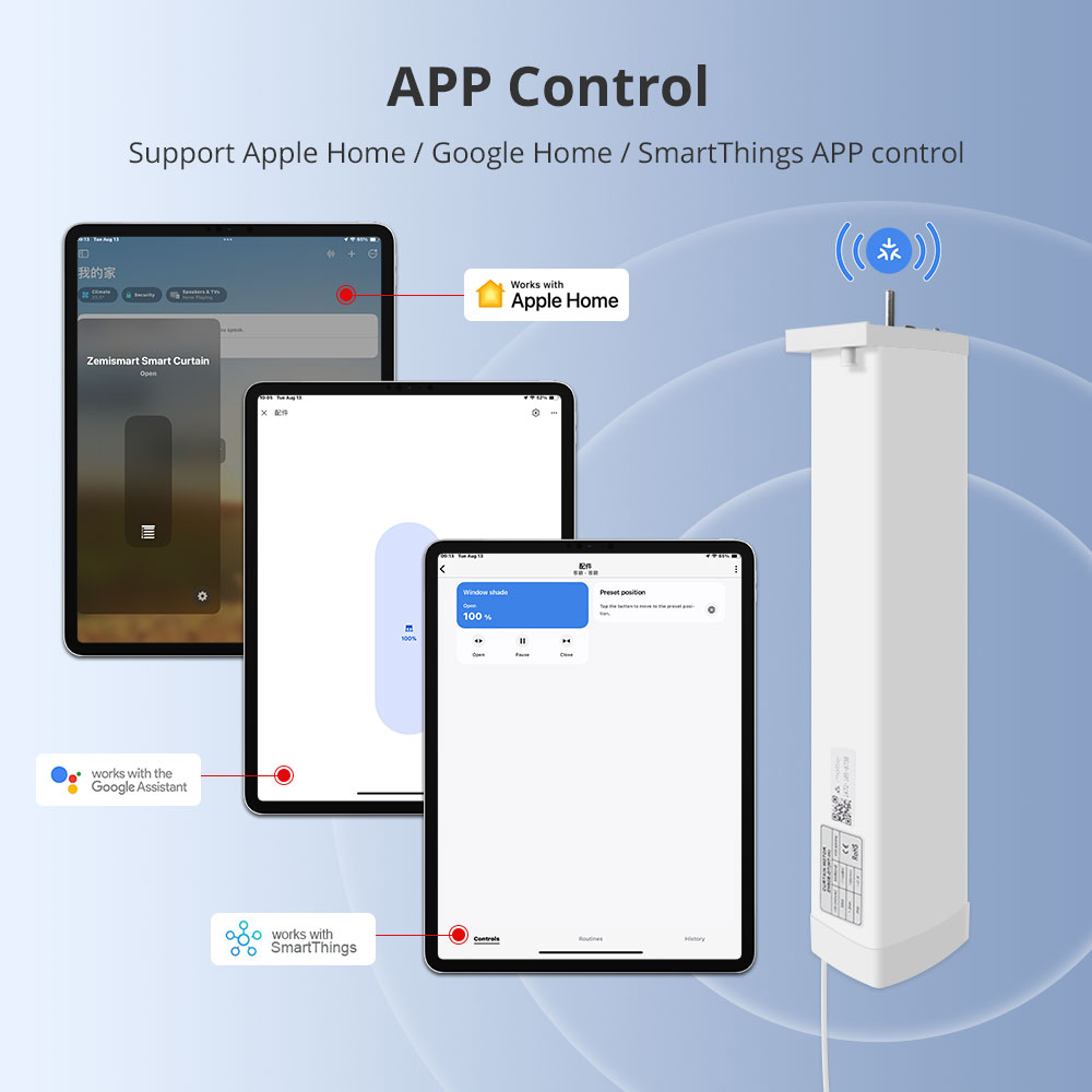 Zemismart Matter over Wifi Curtain Motor Remote Control Google