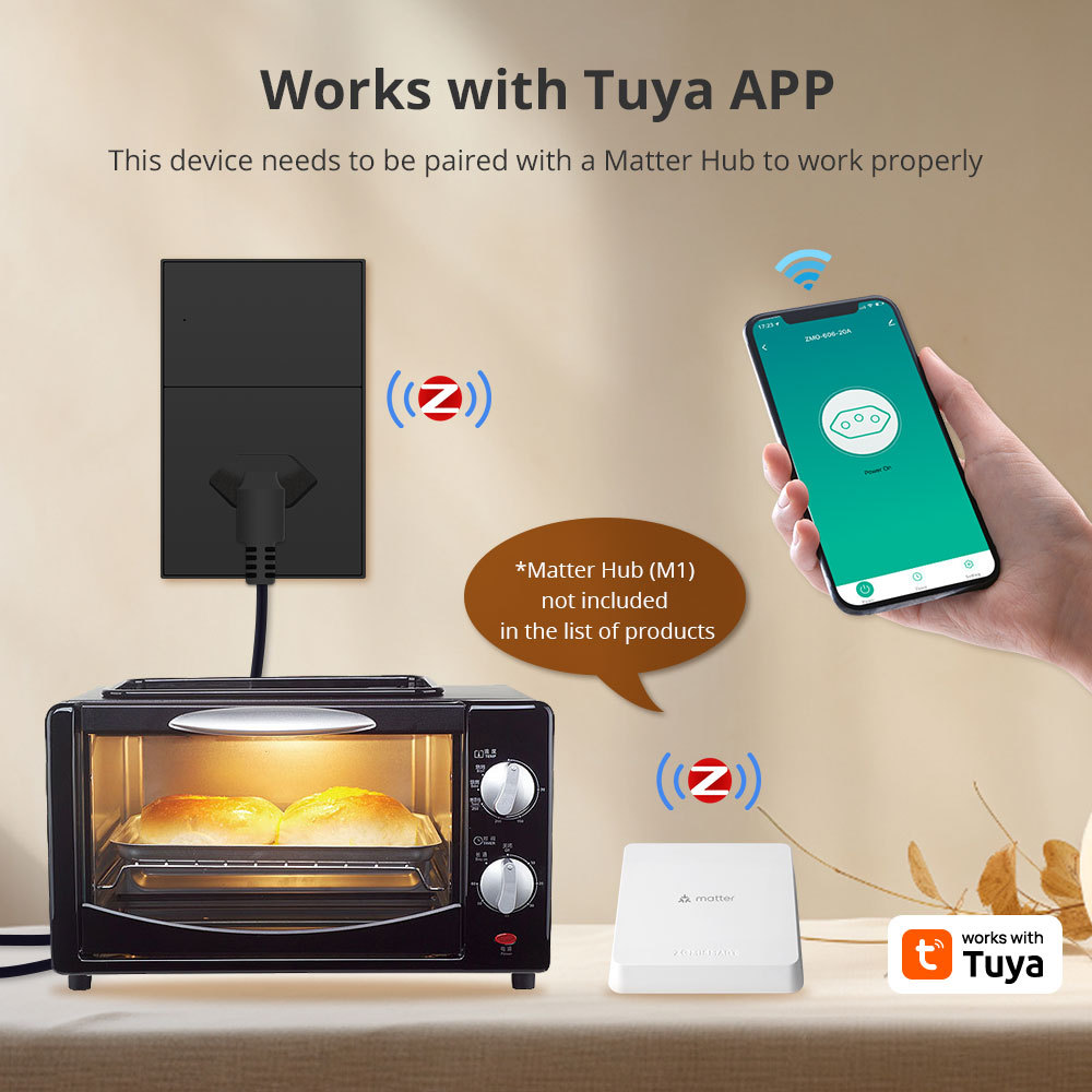 Zemismart Zigbee 20A Brazil Socket Smart Brazilian Wall Outlet Black Color Tuya Google Home Smartthings Homekit Control via M1 Matter Hub