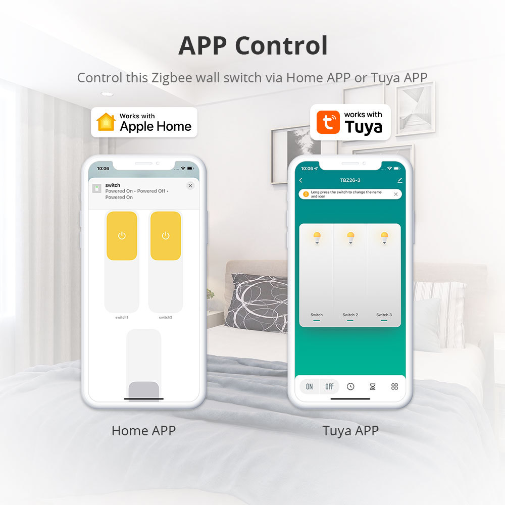 Zemismart Zigbee Push Button Switch Neutral Required works with Tuya HomeKit Siri Alexa Google Home Control Zemismart Zigbee Smart Switches