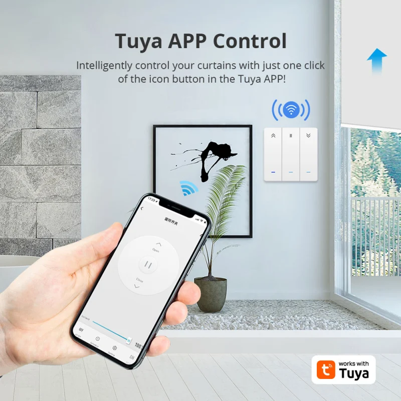Zemismart WiFi Curtain Switch Wall Switch Work with Tuya Alexa Google Home Smart Life Timer Control
