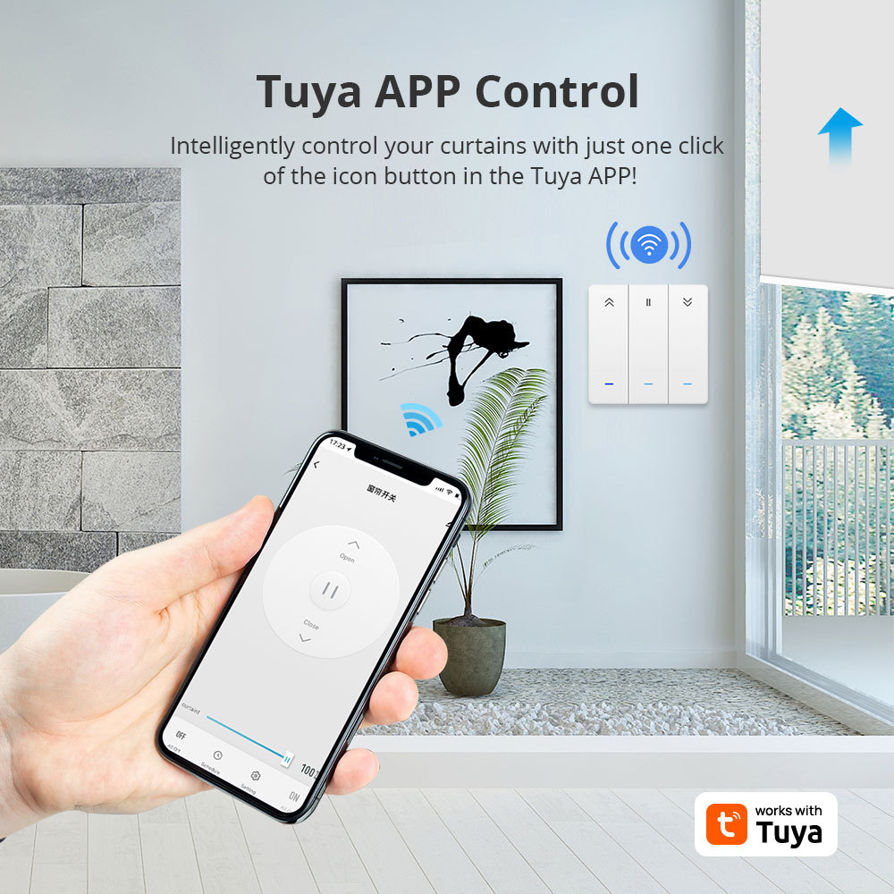 Zemismart WiFi Curtain Switch Wall Switch Work with Tuya Alexa Google Home Smart Life Timer Control