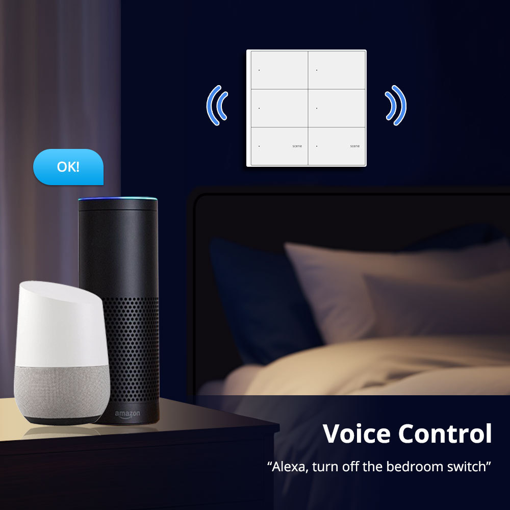Zemismart Zigbee Smart 4 Gang Switch with 2 Gang Scene Switch 4X4 Push Button Light Switch Neutral Required works with Tuya Alexa Google Home Voice Co