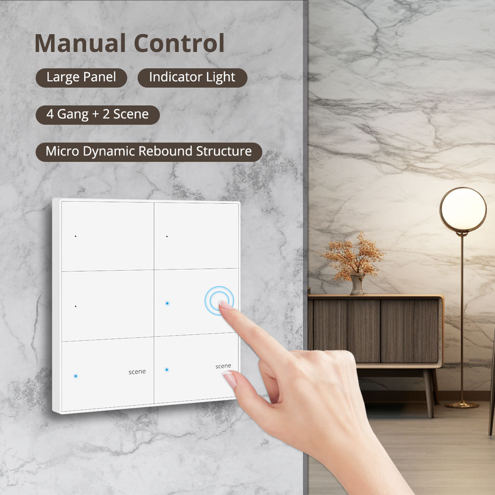 Zemismart Zigbee Smart 4 Gang Switch with 2 Gang Scene Switch 4X4 Push Button Light Switch Neutral Required works with Tuya Alexa Google Home Voice Co