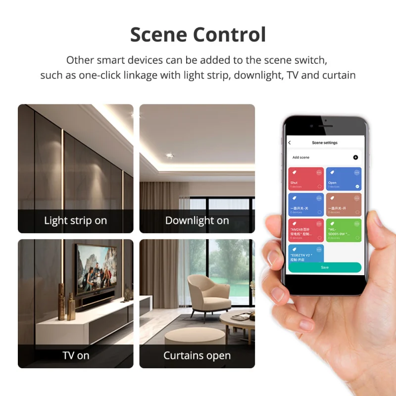 Zemismart Zigbee Smart 4 Gang Switch with 2 Gang Scene Switch 4X4 Push Button Light Switch Neutral Required works with Tuya Alexa Google Home Voice Co