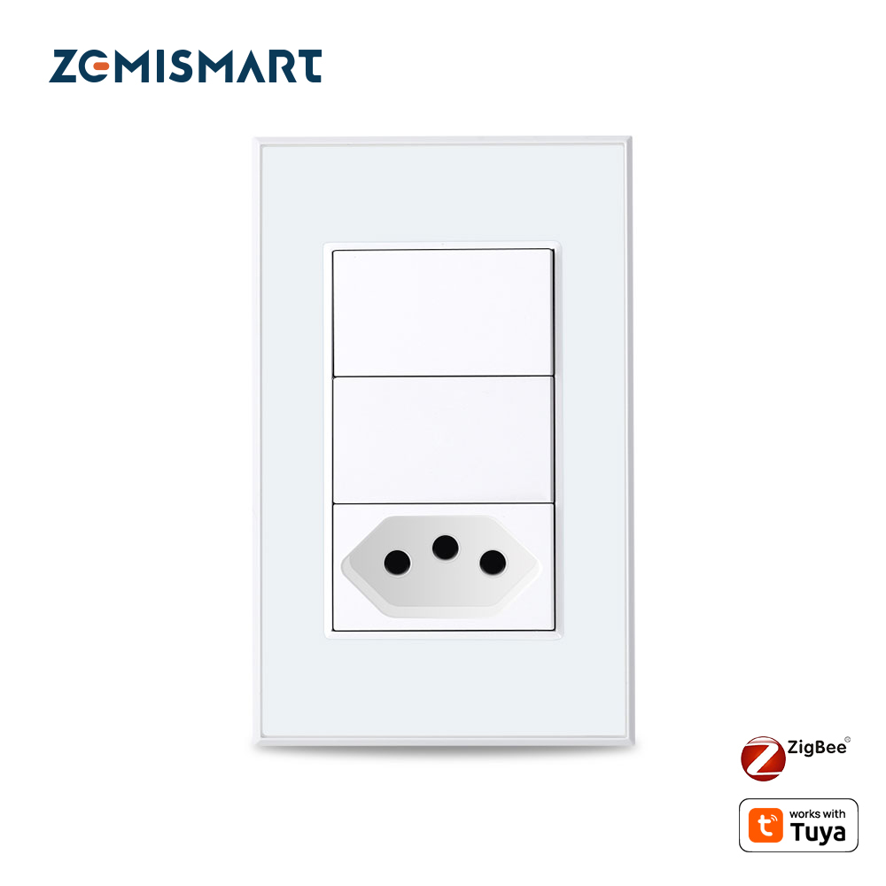 Zemismart  Zigbee Brazil Socket 20A Smart Light Switchworks with Tuya Alexa Google Home Voice Control Brazilian Swiss Wall Push Button Switch