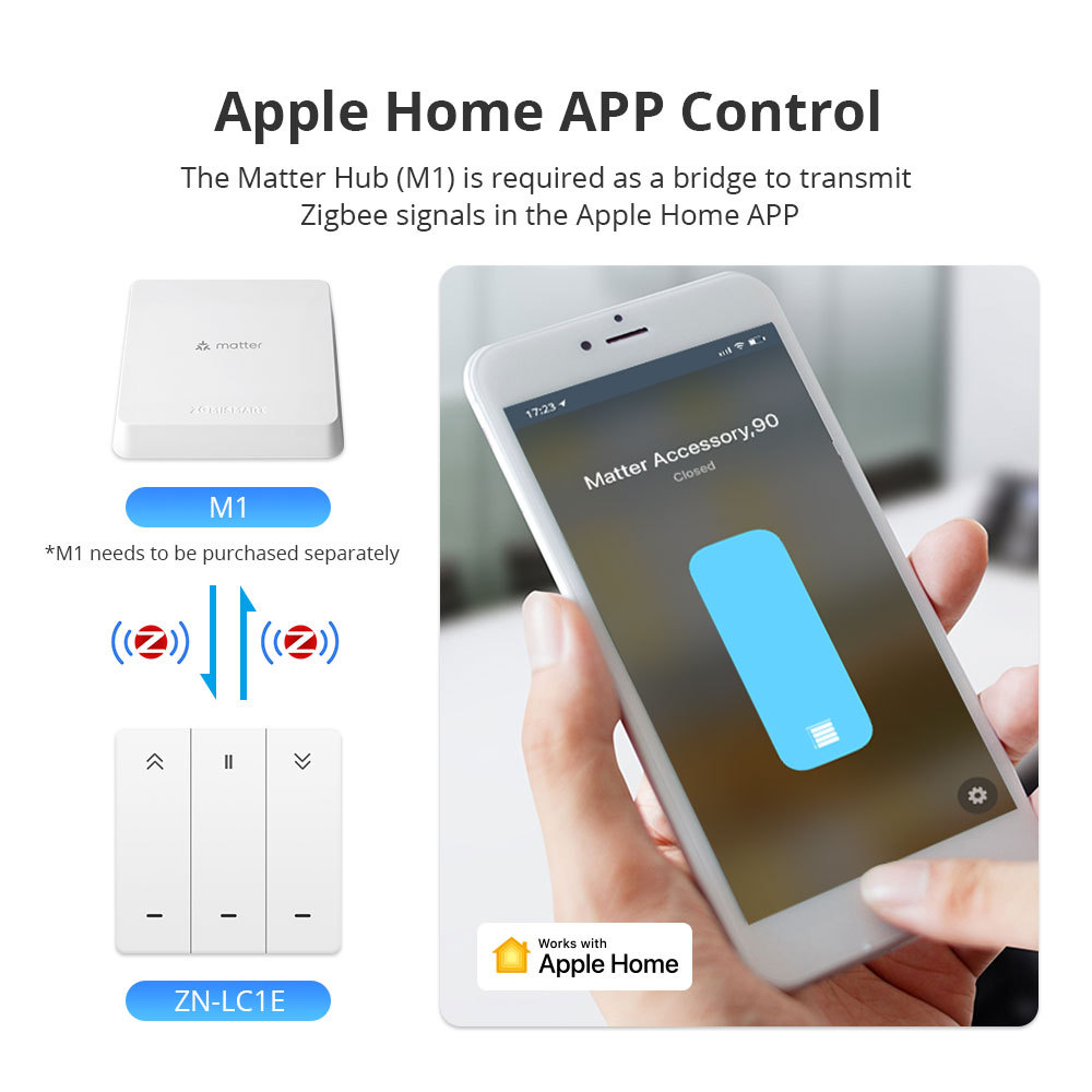 Zemismart Zigbee Smart Curtain Switch for Roller Shade Motor work with Tuya Wall Push Button Switch Alexa Echo Google Home Timer Control
