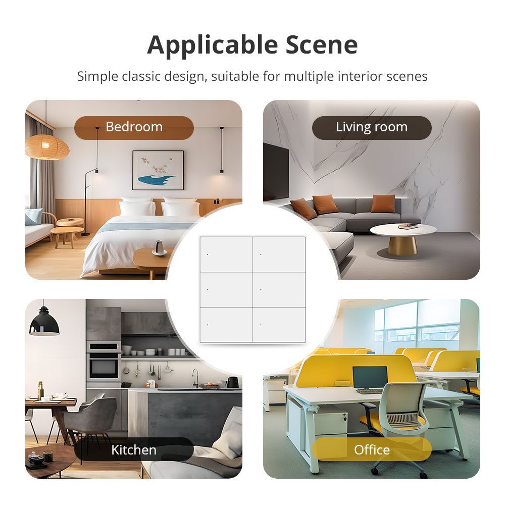 Zemismart 6 Gangs Smart Zigbee Switch 4x4 Push Button works with Tuya HomeKit Light Switch Alexa Google Home Voice Control SmartThings