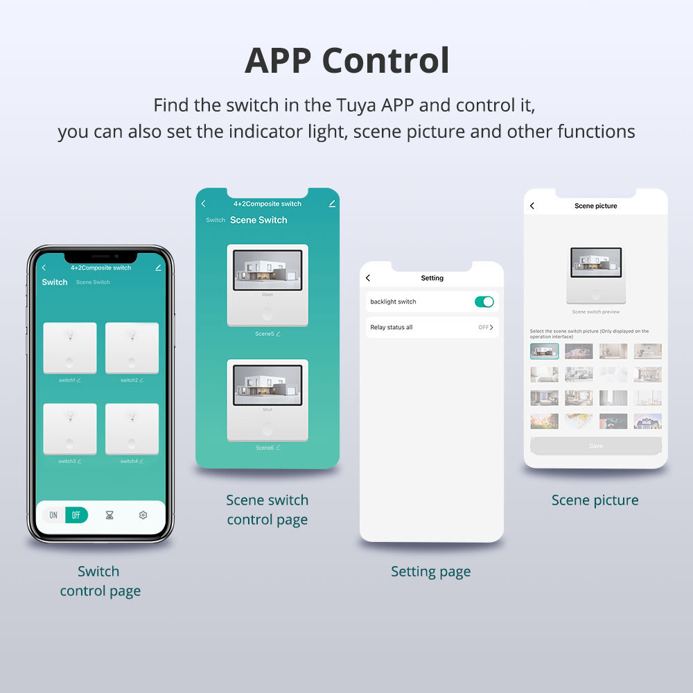 Zemismart Zigbee Smart 4 Gang Switch with 2 Gang Scene Switch 4X4 Push Button Light Switch Neutral Required works with Tuya Alexa Google Home Voice Co
