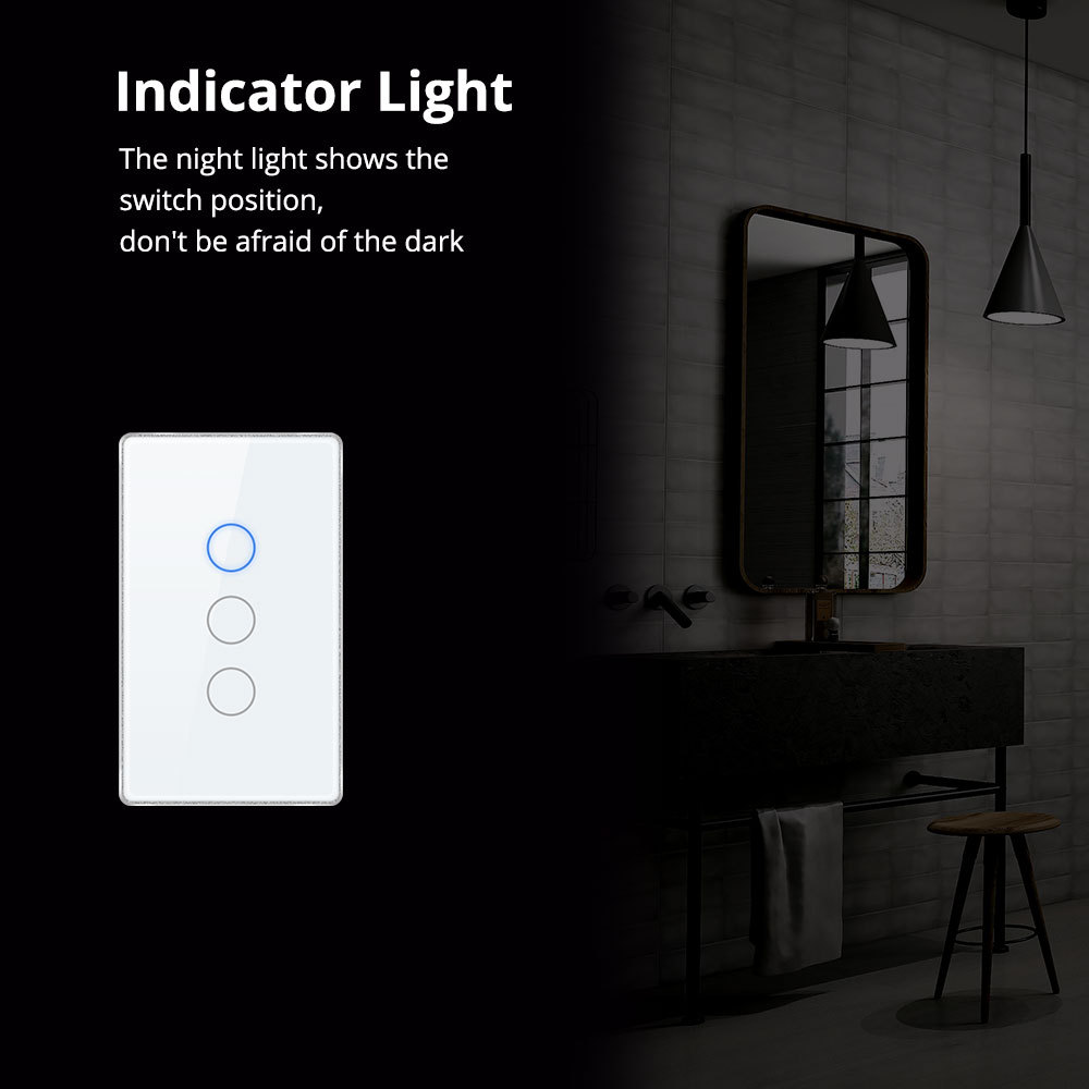 Zemismart HomeKit WiFi Smart Wall Light Switch 3 Gang Touch Screen US Switch works with Tuya Alexa Google Home Siri Voice Control
