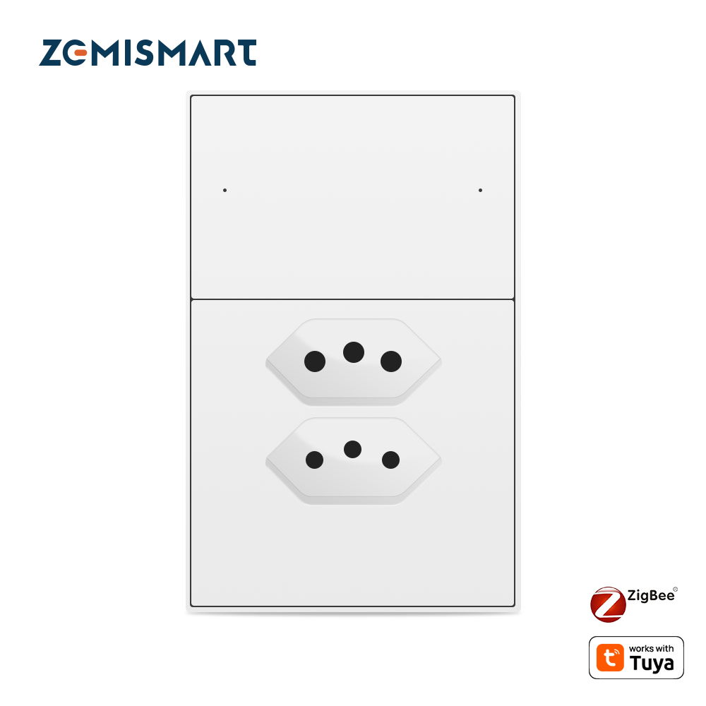 Zemismart Zigbee 10A+20A Brazil Socket Tuya 2 Poles Brazilian Wall Outlet Smartthings Homekit Google Home Control via M1 Hub