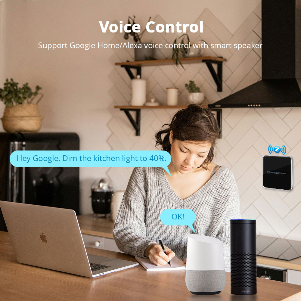 Zemismart Zigbee 1 Gang Dimmer Smart Light Switch Works with Tuya APP Google SmartThings APP Remote Control Percentage Control