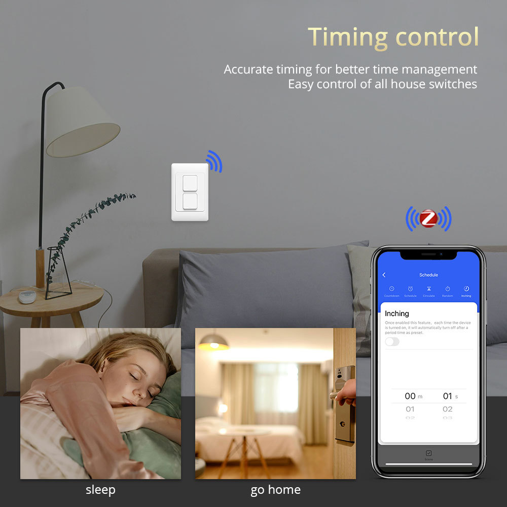Zemismart Zigbee Switch Neutral Optional works with Tuya Alexa Google Home APP Control Hub Zemismart Zigbee 3.0 Push Button Switch