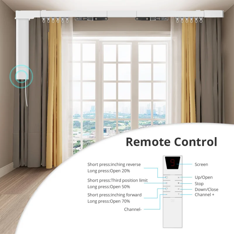 Zemismart Zigbee Electric Curtain Motor Built-in Battery with Sliding Track works with Tuya Alexa Echo Google Home Voice Control