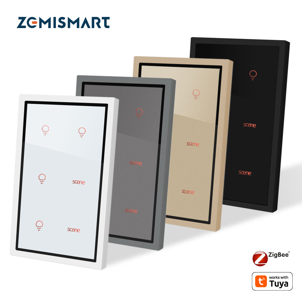 Zemismart Zigbee Light Switch Scene Switch 4 Gang 4x2 Touch Wall Switches Neutral Required works with Tuya Alexa Google Home Voice Control