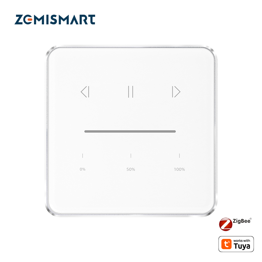 Zemismart Zigbee Curtain Switch for Roller Shade Motor Smart Shutter Switch with Percentage Control works with Tuya Alexa Google Home