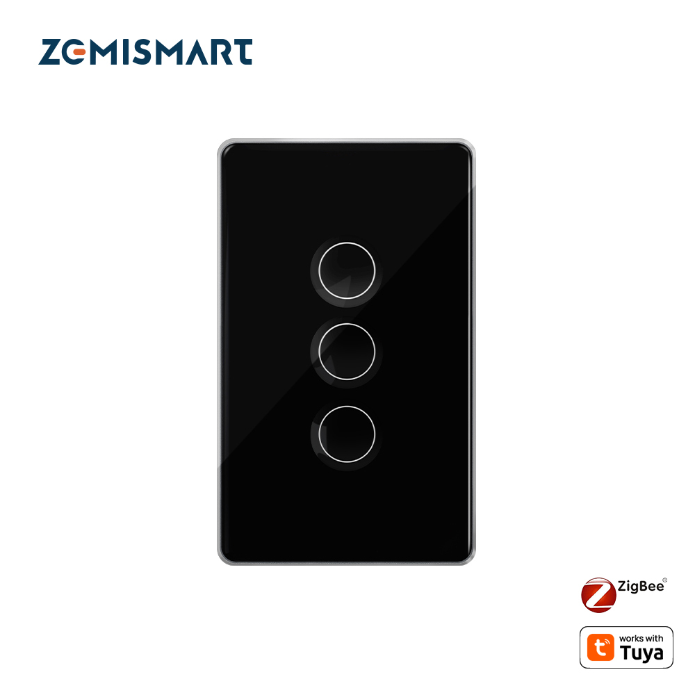 Zemismart Zigbee Smart Tempered Glass Wall Panel Light Touch Switch works with Tuya Alexa Google Home Siri Control Zemismart HomeKit Switch