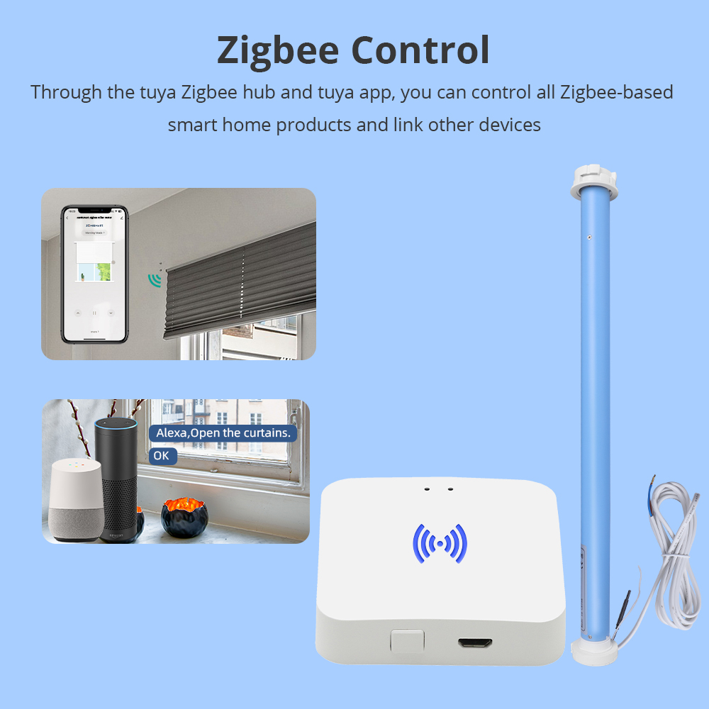 Zemismart Zigbee Roller Motor for 36 37mm Tube Smart Electric Engine works with Tuya Alexa Google Home Smart Remote Control