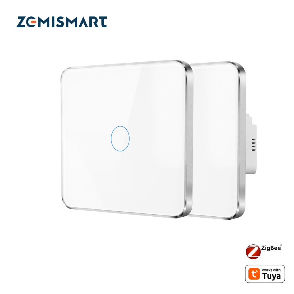 Zemismart Zigbee 3 Way One Gang No Neutral Touch Switch work with Tuya HomeKit Wall Light Interruptor Smart Life Alexa Google Home Voice Control