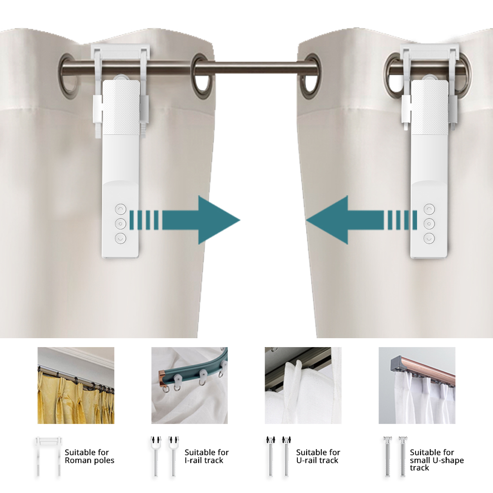 Zemismart WiFi Smart Curtain Driver Robot For Roman Rod I Type Curtains Track works with Tuya Smart Life Alexa Google Home Voice Control