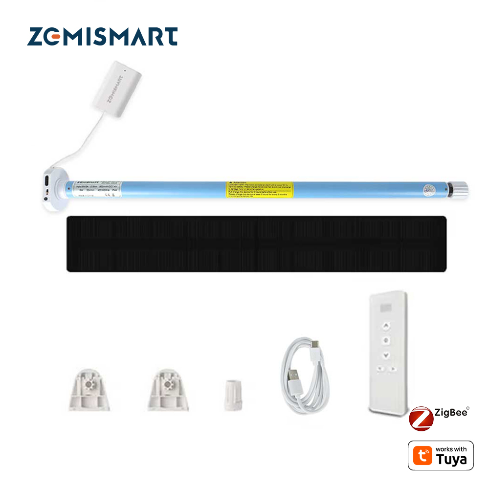Zemismart Zigbee Rechargeable Roller Blinds Motor Solar Panel Optional for 17mm 25mm 28mm Tube works with Tuya Alexa Google Assistant Smart Electric C