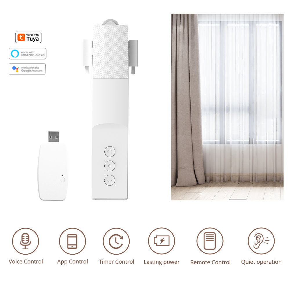 Zemismart WiFi Smart Curtain Driver Robot For Roman Rod I Type Curtains Track works with Tuya Smart Life Alexa Google Home Voice Control