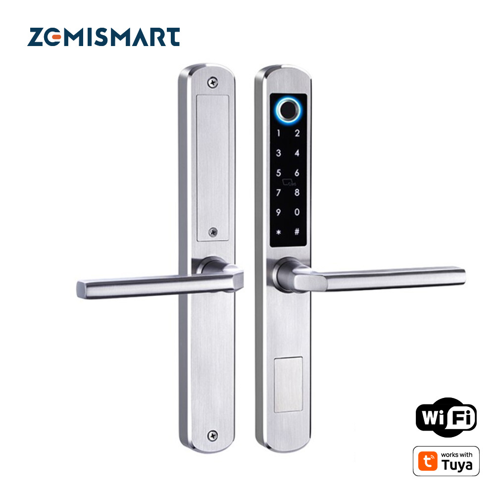 Zemismart WiFi Smart Fingerprint Door Lock IP64 Outdoor Home Security Lock Password IC Cards Key Required App Unlock works with Tuya