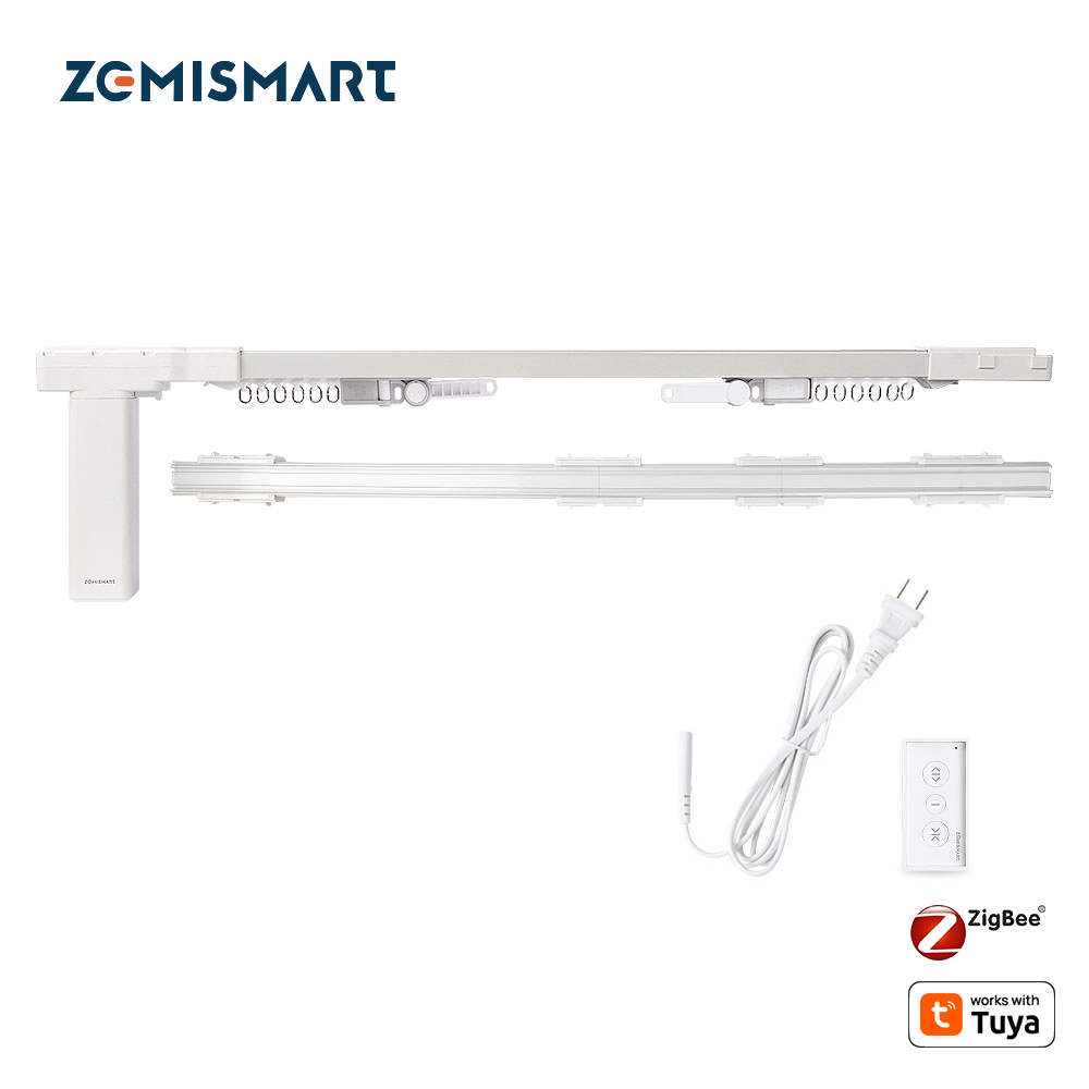 Zemismart Zigbee Electric Curtain Motor with Splicing Track Smart Motor works with Tuya Alexa Google Home Voice Control RF Remote Control