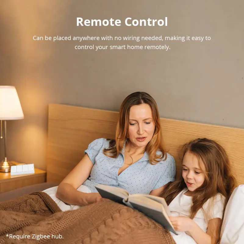 Zemismart Zigbee 4 Gang Wireless Scene Push Button Portable Switch works with Tuya App Control Battery Powered