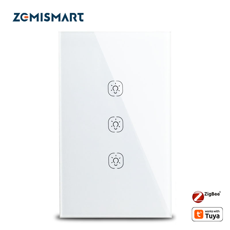 Zemisamrt Zigbee Switch Neutral Required US Interruptor Smart Life Remote Control works with Tuya Alexa Google Home Light Switches