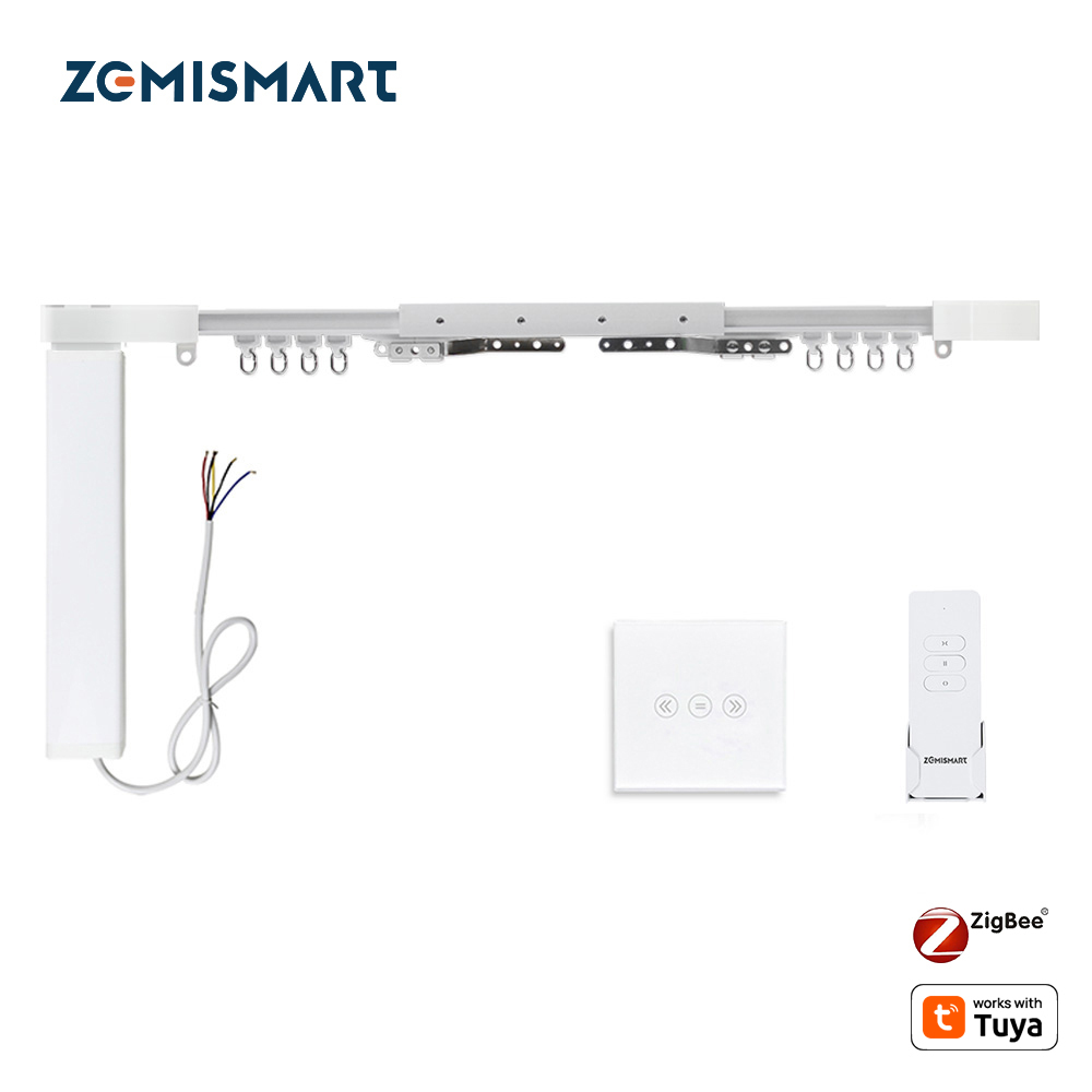 Smart House Motorized Zigbee Smart Curtains With Curtain Track Wall Switch SmarThings Control