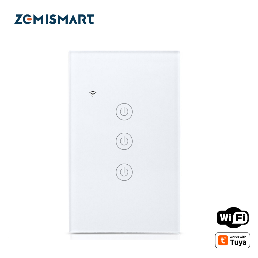 Zemismart US WiFi Light Switch Neutral Optional Wire Required One Two Three Gang  works with Tuya Alexa Google Home Assistant Smart Life Control