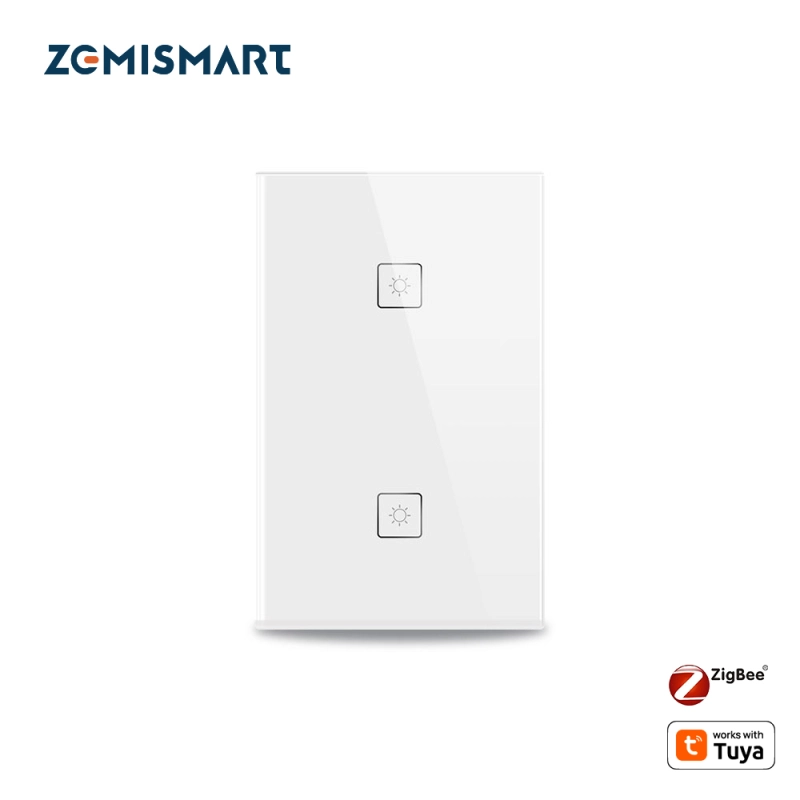 Zigbee 2 Gangs Wall Light Switch Work With Amazon Alexa Google Home via SmartThings Bridge APP Phone Voice Control