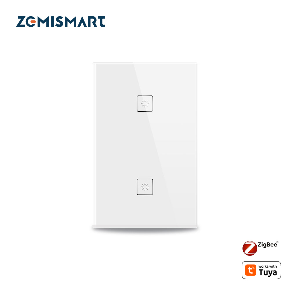 Zigbee 2 Gangs Wall Light Switch Work With Amazon Alexa Google Home via SmartThings Bridge APP Phone Voice Control