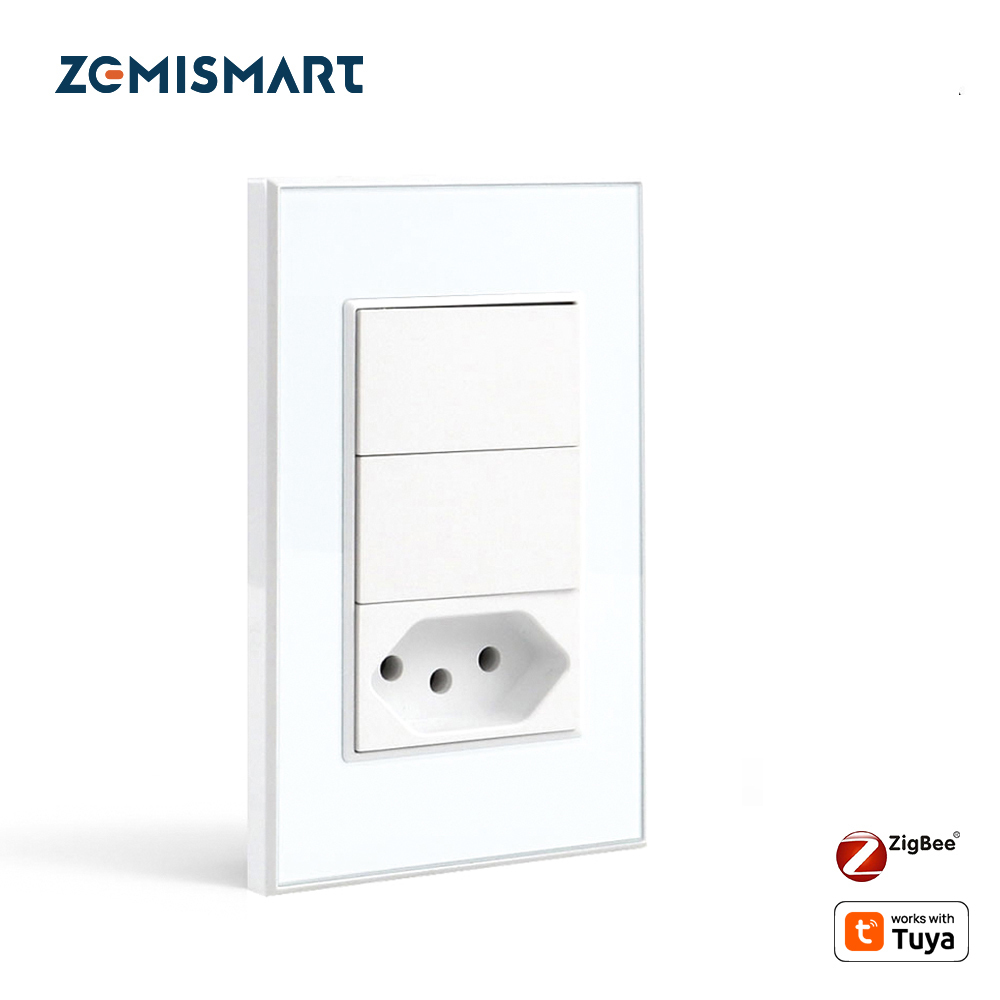 Zemismart Zigbee Brazil Socket Smart Light Switch Support works with Tuya Alexa Google Home Voice Control Brazilian Wall Push Button Switch ships from Brazil