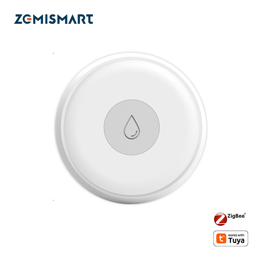 Zemismart Zigbee Water Leak Detector Smart Home Overflow Security Alarm Flood Leakage Sensor Work with Tuya HomeKit via ZMHK-01