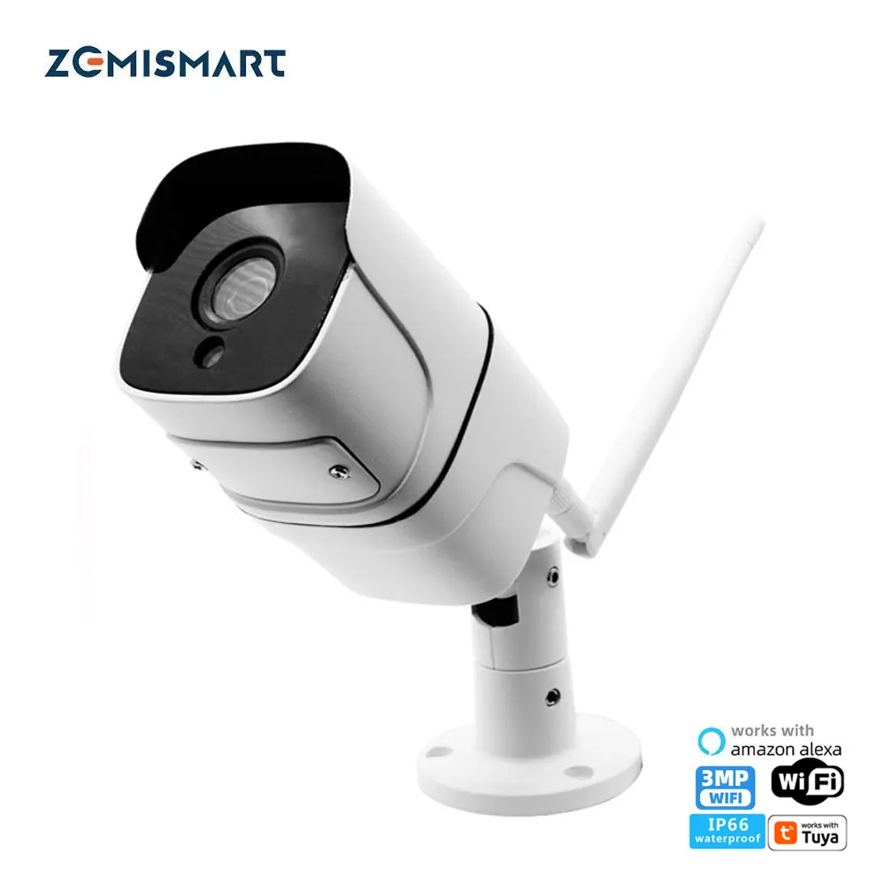 Zemismart WiFi CCTV Camera IP66 Waterproof Outdoor Intercome Work with Alexa Echo Show Smart Home Security Alarm works with Tuya