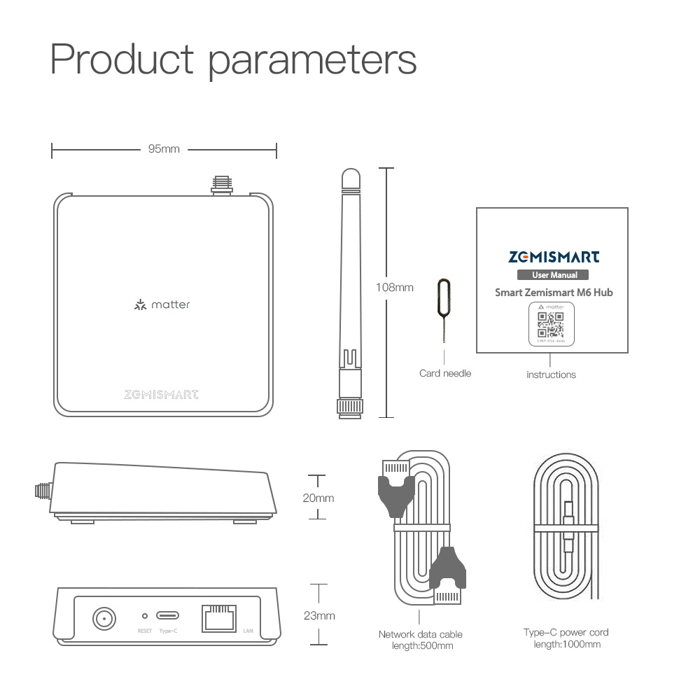 Zemismart Matter Zigbee Smart Home Hub Matter Bridge Integrates with Home Google SmartThings Home Tuya Control