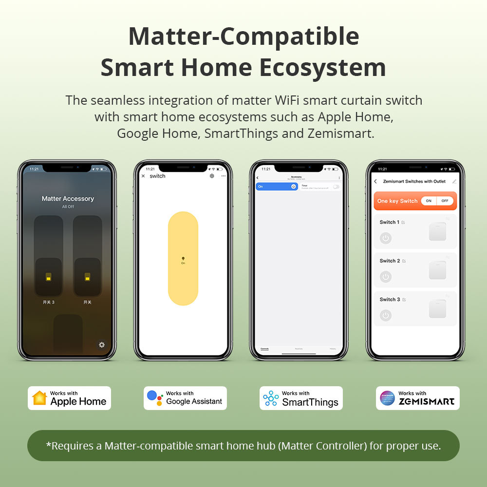 Zemismart Matter over Wifi 10A Brazil Socket 1 Poles Brazilian Wall Outlet Smartthings Homekit Google Home Control