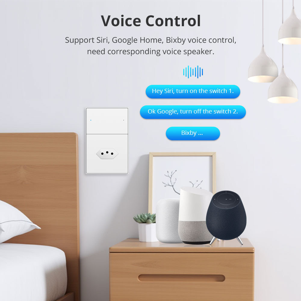 Zemismart Matter over Wifi 10A Brazil Socket 1 Poles Brazilian Wall Outlet Smartthings Homekit Google Home Control